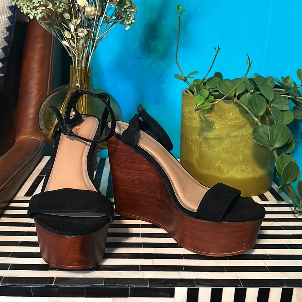 Bamboo Wooden Platform Wedges